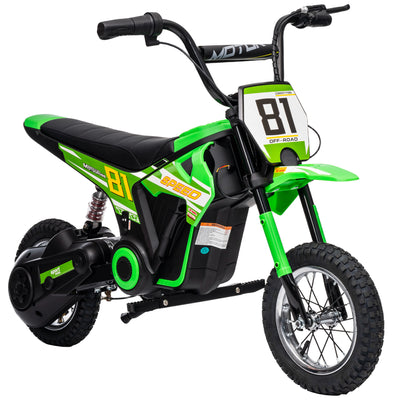 AIYAPLAY Kids Electric Motorbike, 24V Ride On Motorcycle with 3 Speeds and Rear Suspension, Dirt Bike for 8-12 Years Old, Green 