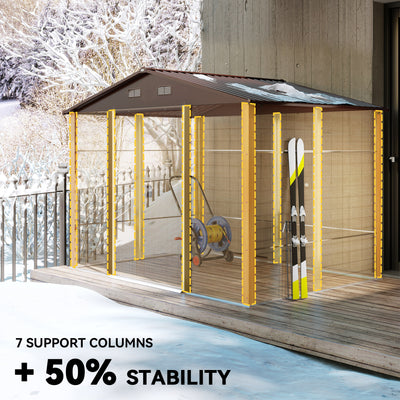 Outsunny 9 x 6ft Galvanised Steel Shed - Brown Wood-Effect 