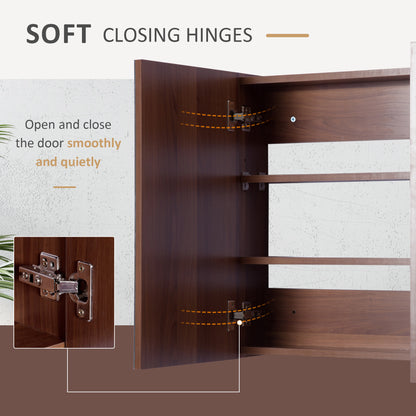 kleankin Double Door Bathroom Mirror Cabinet, Wall Mounted Bathroom Storage Cabinet, Soft Closing, 63L x 60Hcm 
