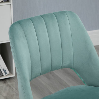 Vinsetto Mid Back Office Chair Velvet Fabric Swivel Scallop Shape Computer Desk Chair for Home Study Bedroom Green 
