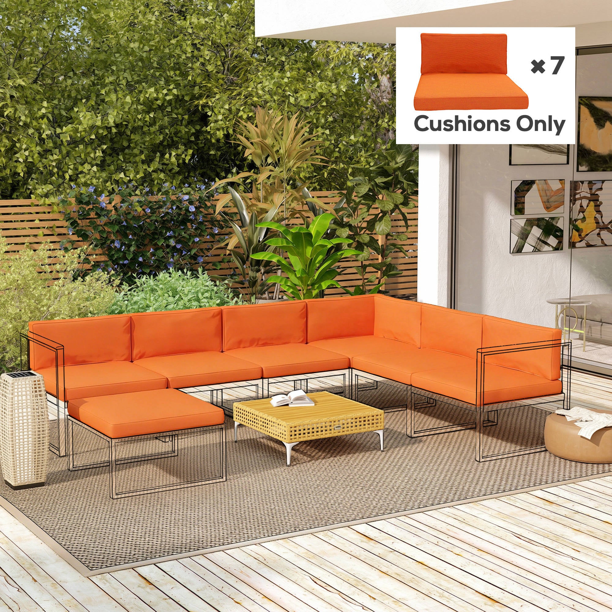 Outsunny 14-piece Dining Set Cushions - Orange 