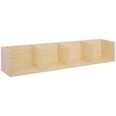 HOMCOM Wall Mount 84 CD / 56 DVD/Blu-ray/ Media Storage Rack 4 Cubes Wooden Shelf Organizer Unit Bookcase Display (Natural Wood Colour) 