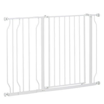 PawHut Wide Dog Safety Gate, with Door Pressure, for Doorways, Hallways, Staircases - White 