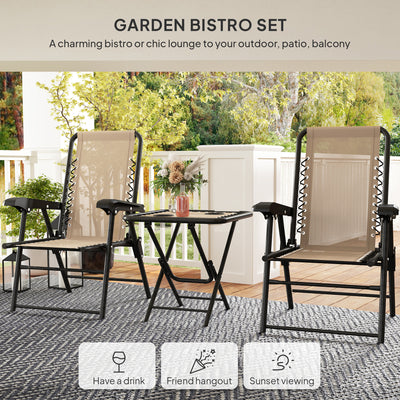 Outsunny Three-Piece Garden Table and Chair Set - Khaki 