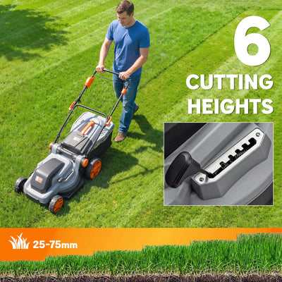 Outsunny 1800W Electric Lawnmower with 40cm Cutting Width, Mulching Feature, 50L Grass Collection Bag, 6 Cutting Heights 