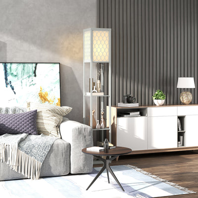 HOMCOM Three-Shelf Standing Lamp - Grey/White 