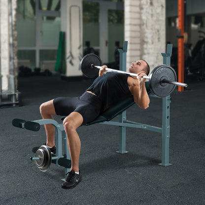 HOMCOM 4-Levels Adjustable Weight Bench Fitness Equipment with Barbell Rack-Black 