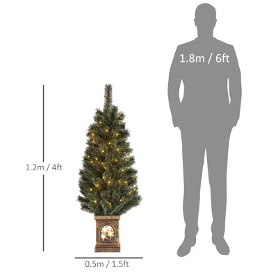 HOMCOM 4ft Artificial Christmas Tree with 80 Warm White LED Lights, 8 Modes and Remote, Realistic Xmas Tree with Square Stand for Party Decoration, Green 