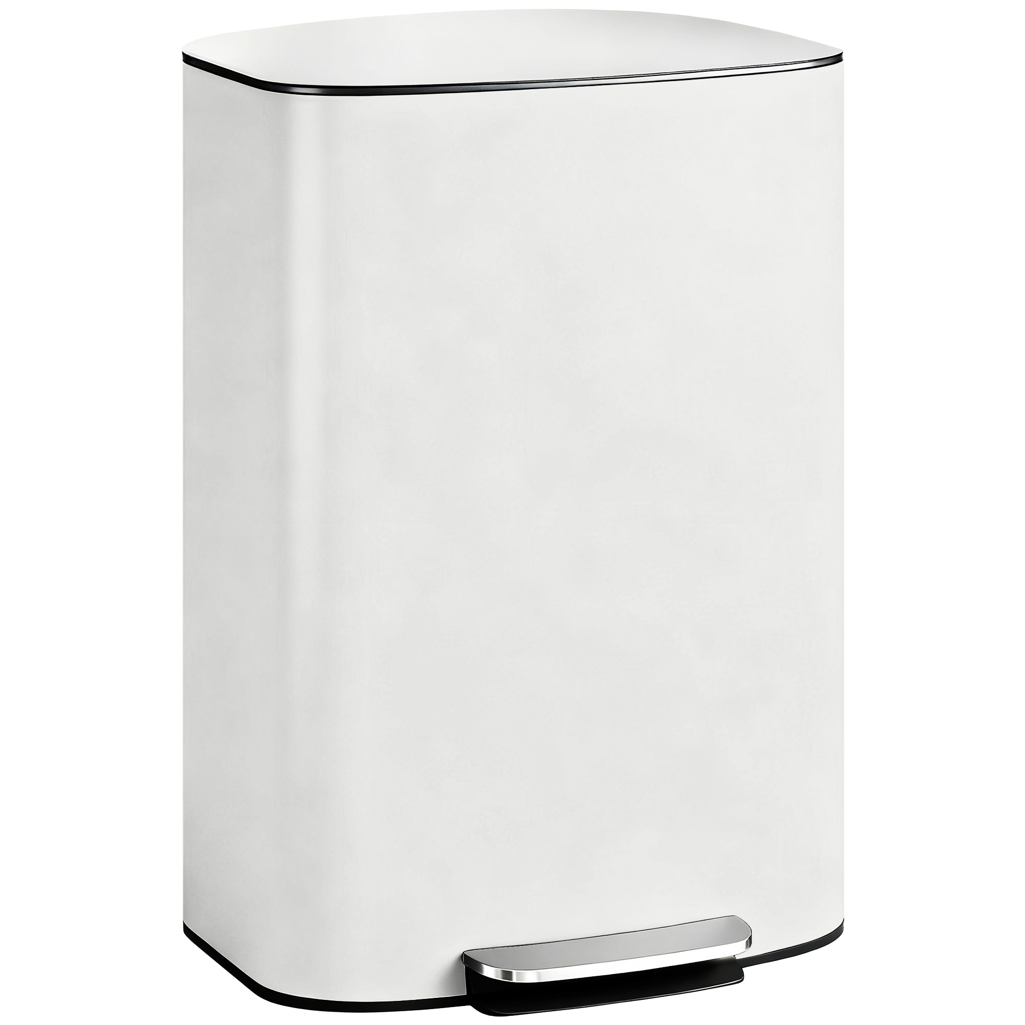 HOMCOM 50L Kitchen Bin with Soft-Close Lid and Stay-Open Function, Stainless Steel Pedal Bin with Removable Inner Bucket, Carry Handle for Kitchen, Office, Home, Cream 