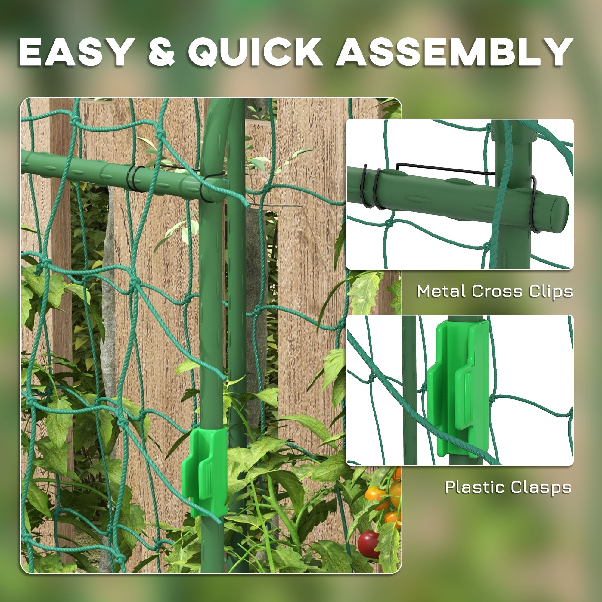 Outsunny 183 cm Tall Metal Garden Trellis, Arch Trellis for Climbing Plants Outdoor with Climbing Net 
