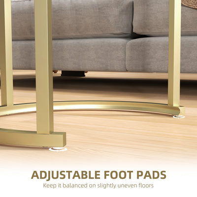 HOMCOM Marble-Effect Nest of Tables - Gold Tone/White 