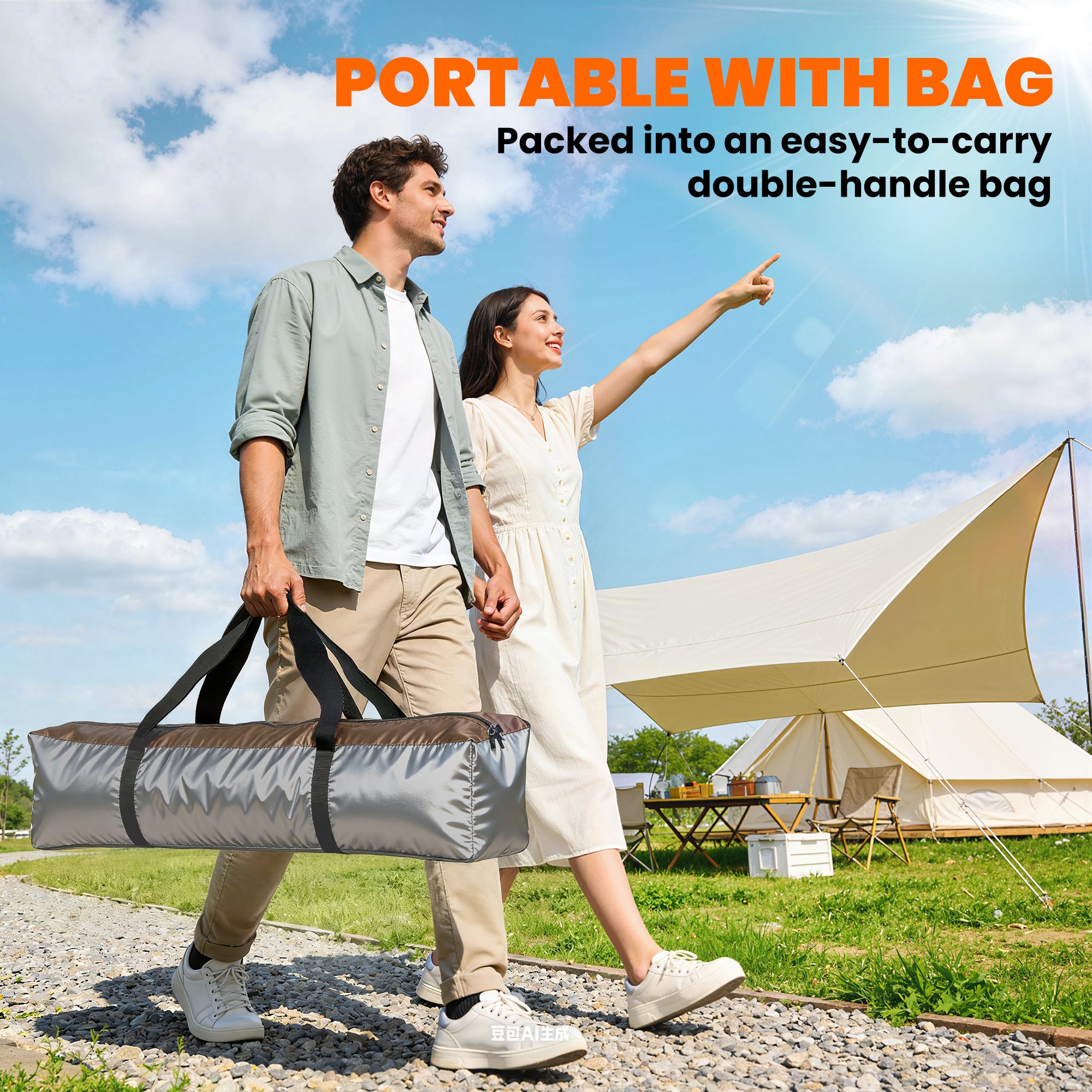 Outsunny Double Layer Instant Pop Up Tent with Rainfly, Portable Camping Shelter with Sewn-in Groundsheet and Carry Bag, Brown 