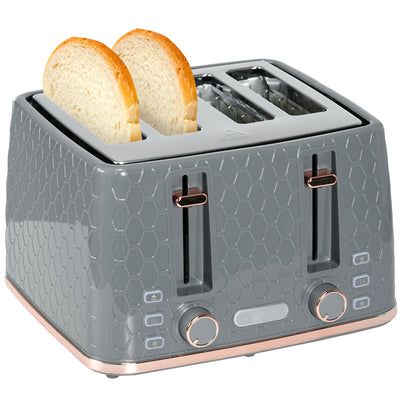 HOMCOM Four-Slice Honeycomb Toaster - Grey 