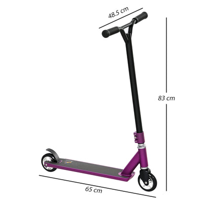 HOMCOM Stunt Scooter, 360° Entry Level Tricks Scooter w/ Lightweight Aluminium Deck and ABEC 7 Bearing, For Age 14+ Beginners, Purple 