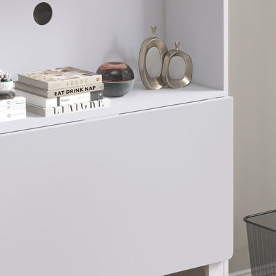 HOMCOM Foldable Desktop, Computer Desk with Storage Shelves, 80 x 69 x 155 cm, White 