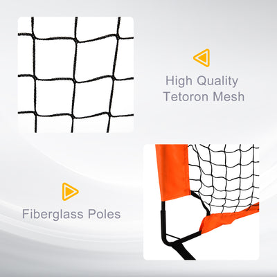 HOMCOM Set of 2 Football Goal Net 6 x 3 ft Foldable Outdoor Sport Training Teens Adults Football with Carrying Bag Orange 