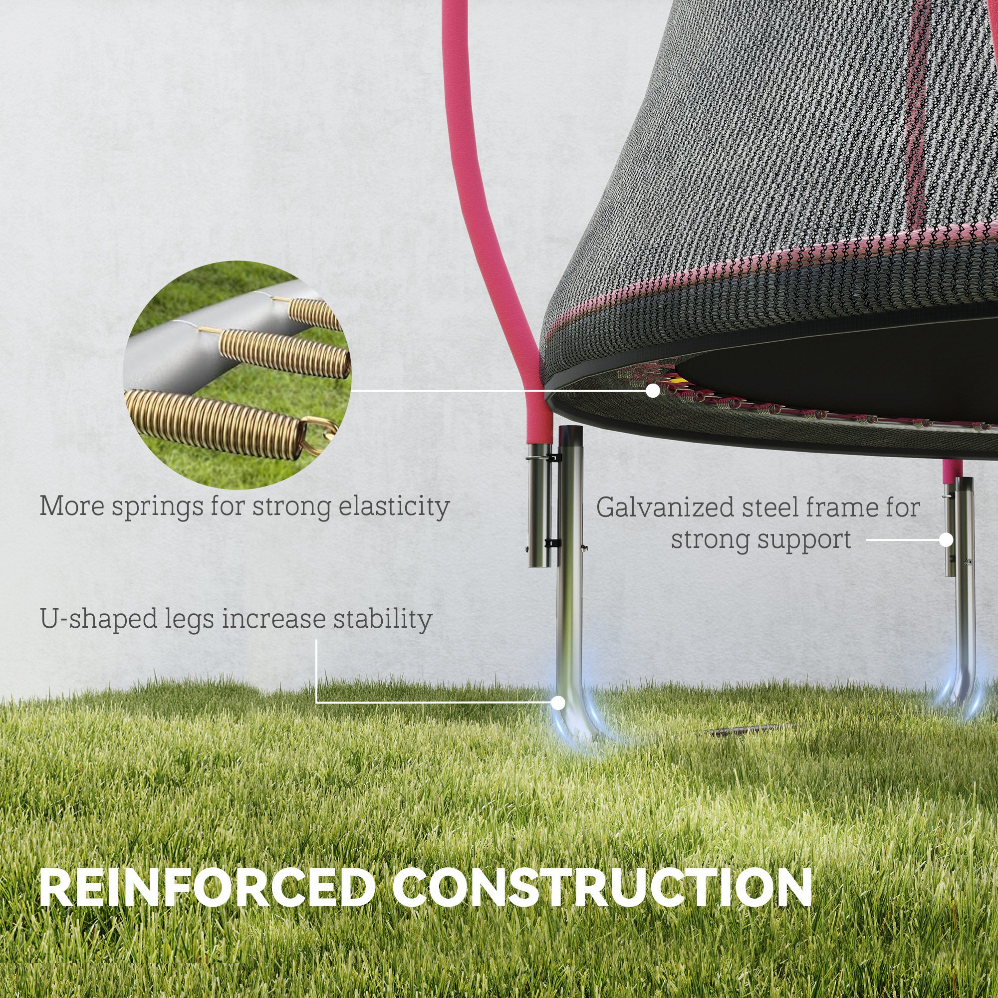 SPORTNOW 10ft Outdoor Trampoline with Enclosure Net, Spring Cover, Pink 