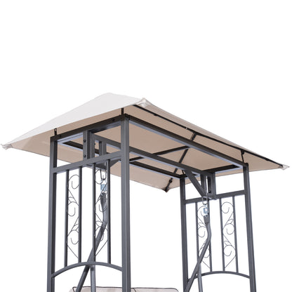 Outsunny Outdoor Garden 2 Seater Canopy Swing Chair Seat Porch Loveseat Vintage Hammock Cushioned Seat w/ and Side Drink Panel 