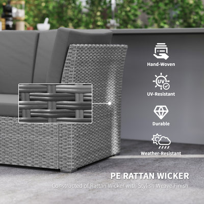 Outsunny Seven-Piece Rattan Garden Sofa Set, with Expanding Table - Light Grey 