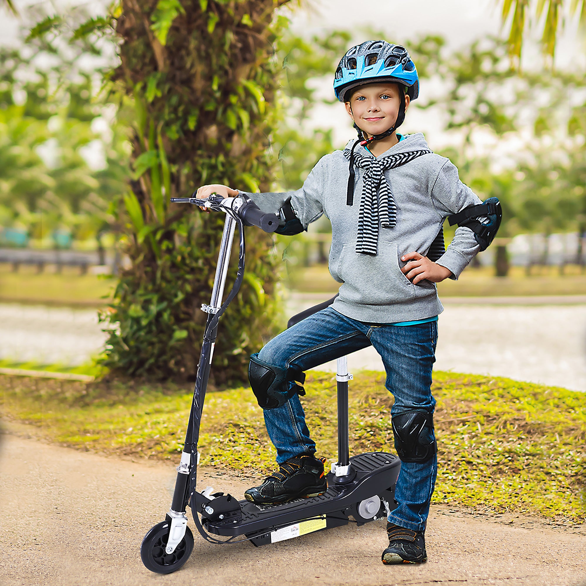HOMCOM Outdoor Ride On Powered Scooter 120W Motor Bike 2 x 12V Battery - Black 