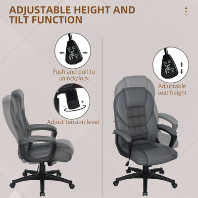 HOMCOM Faux Leather Office Chair - Charcoal Grey 