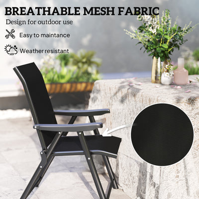 Outsunny Set of Two Folding Outdoor Chairs - Black 