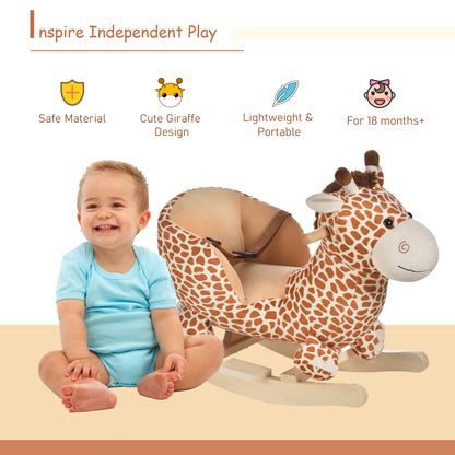 HOMCOM Children Kids Rocking Horse Toys Giraffe Seat Belt Toddlers Baby Toy Gift 