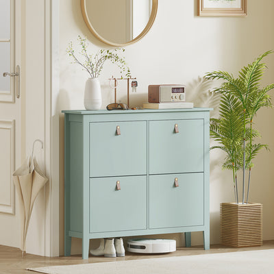 HOMCOM Modern Four-Drawer Shoe Cabinet - Green 