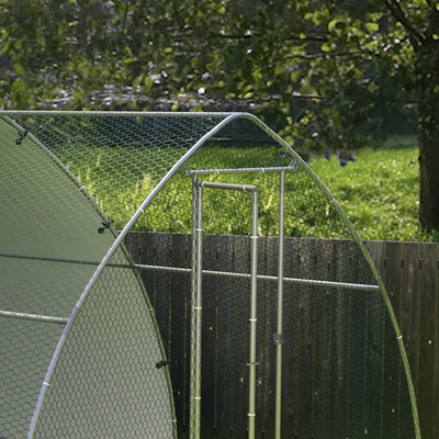 PawHut Galvanised Outdoor Chicken Coop, with Cover, for 8-12 Chickens, Hens, Ducks, Rabbits, 3 x 3.8 x 2.2m - Silver Tone 