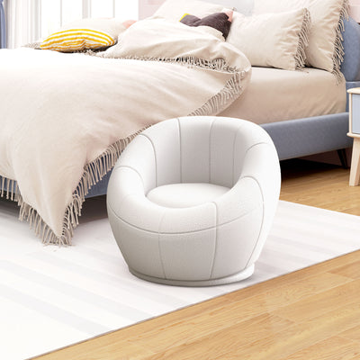 HOMCOM Modern Accent Chair, Swivel Upholstered Armchair for Living Room, Bedroom, Home Office, White 