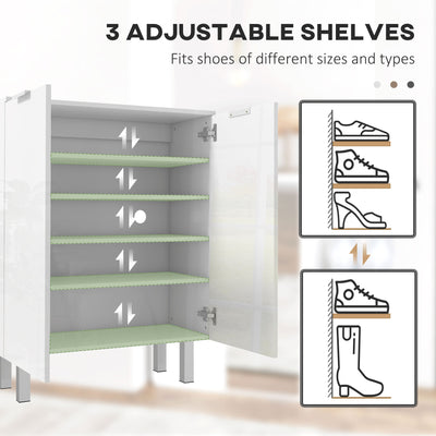HOMCOM Five-Shelf Shoe Storage Cupboard - White 