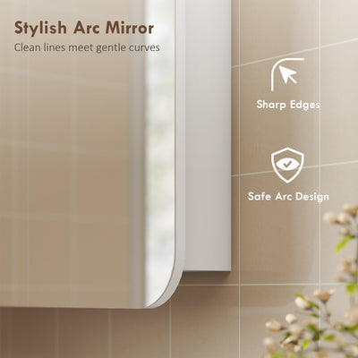 HOMCOM Arched Bathroom Mirror Cabinet with Adjustable Shelves - White 