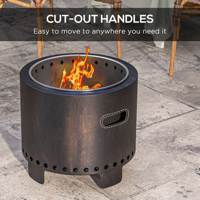 Outsunny Metal Wood-burning Smokeless Fire Pit, Black 