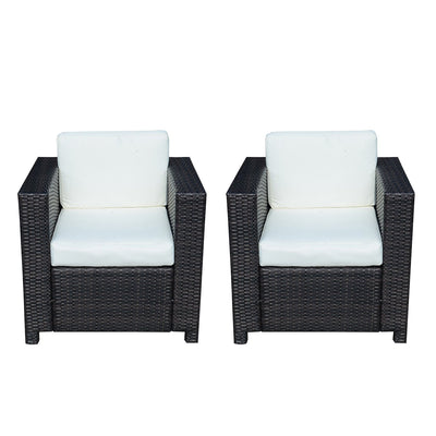 Outsunny 2 Rattan Garden single Seater Chair All Weather Wicker Weave Single Sofa chair armchair Patio Black 