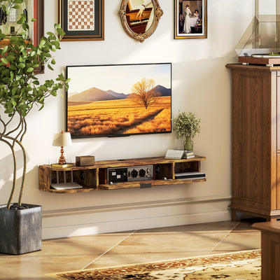 HOMCOM 120 cm Floating TV Unit for TVs up to 50 Inch - Rustic Brown 