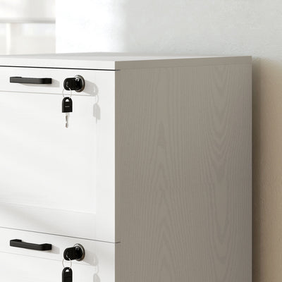 HOMCOM 3-Drawer Filing Cabinet with Lock - White 