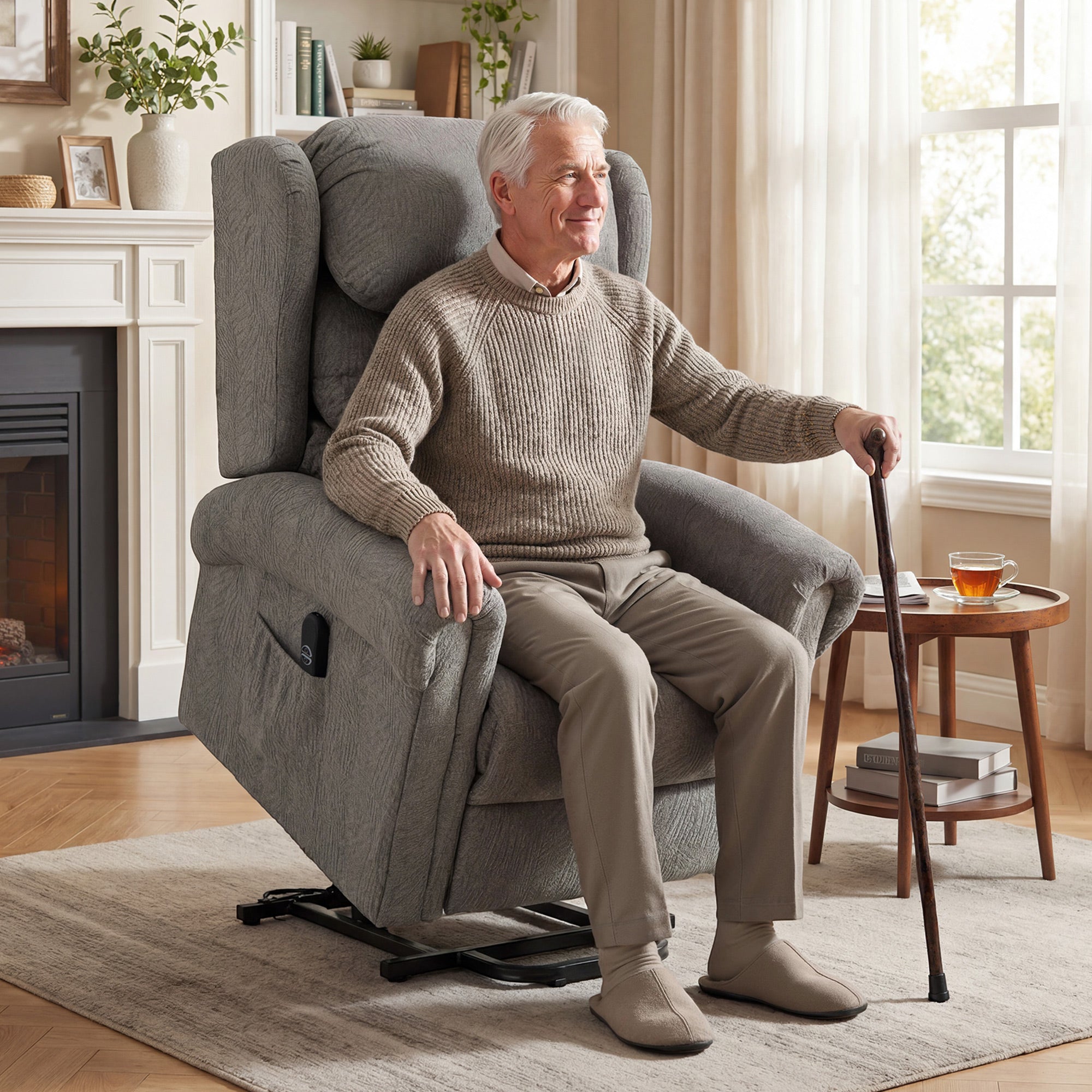 HOMCOM Velvet-Feel Electric Riser Recliner Chair, Power Lift Recliner Chair for Elderly with Remote Control, Dark Grey 