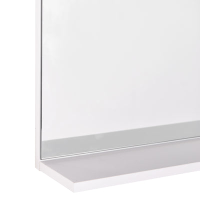kleankin Modern Bathroom Mirror, Wall-mounted Vanity Mirror with 3 Tiers Storage Shelves for Make Up, White 