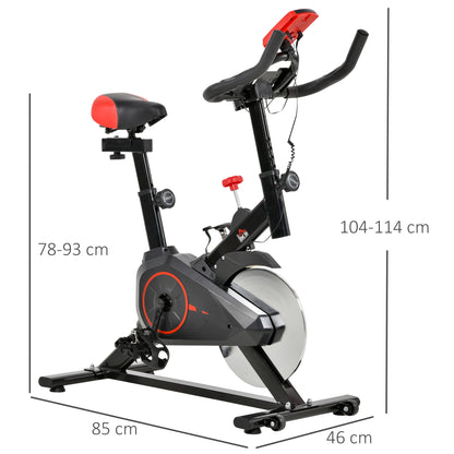HOMCOM Indoor Upright Exercise Bike Machine, with Adjustable Seat, Resistance, Handlebar, LCD Display