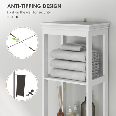 HOMCOM Tall Bathroom Cabinet, Slim Bathroom Storage Cabinet with 2 Open Shelves, Soft Close Door and Drawer, Adjustable Shelf, Narrow Cupboard Storage Unit, White 