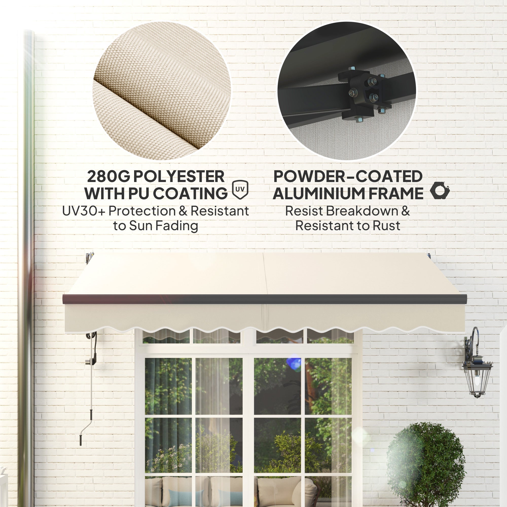 Outsunny 2.5 x 3m Electric/Manual Awning, with Remote - Beige 