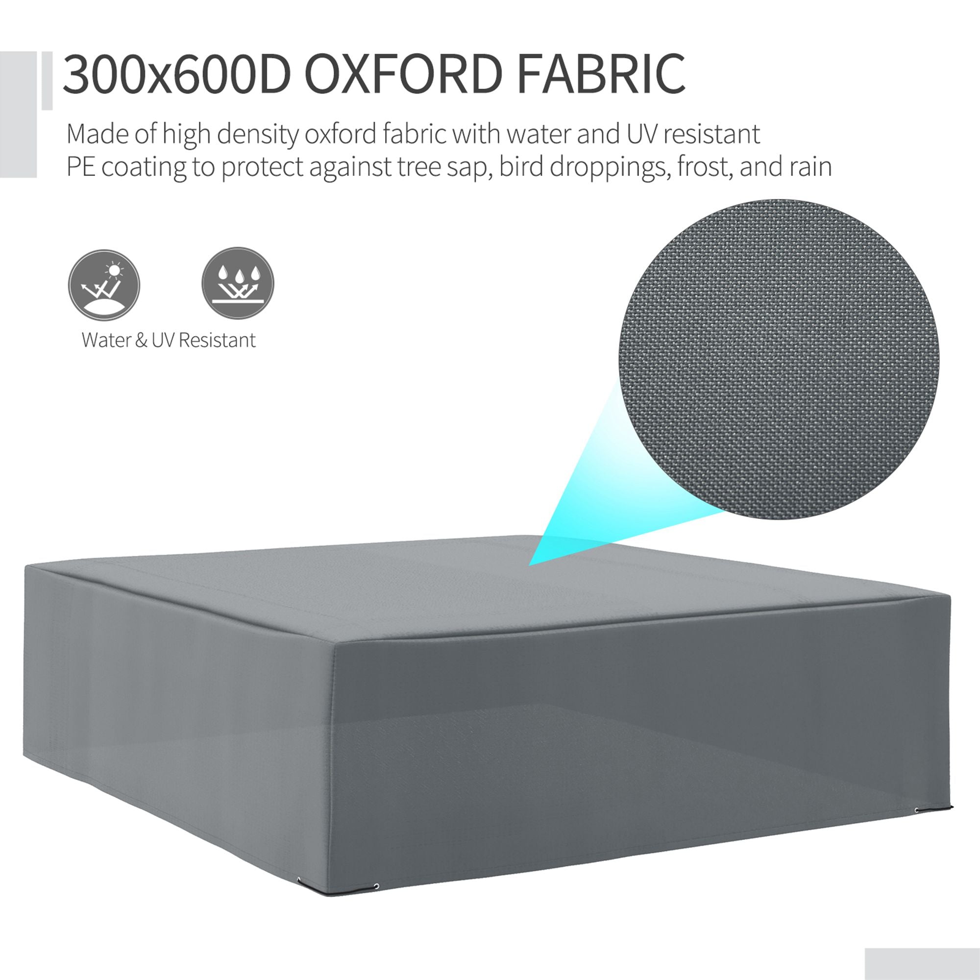 Outsunny 225x210cm Outdoor Garden Rattan Furniture Protective Cover Water UV Resistant Grey 