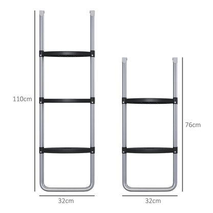 SPORTNOW Galvanised Steel Trampoline Ladder, 2 Steps/3 Steps Outdoor Trampoline Accessories for 6ft, 8ft, 10ft, 12ft, 13ft, 14ft, 16ft Trampoline, 110L x 32Wcm, Silver Tone 