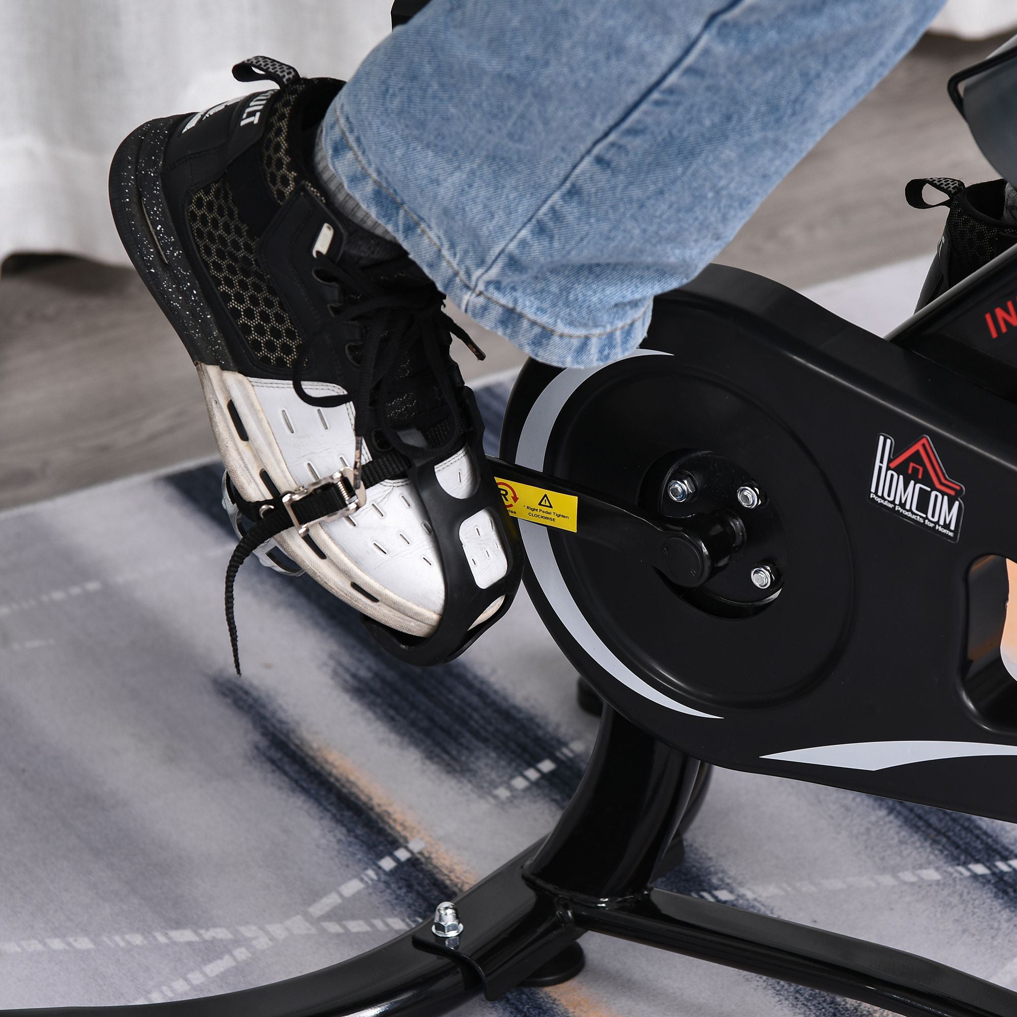 HOMCOM Indoor Stationary Exercise Bike 6kg Flywheel Fitness Cardio Workout Bke Trainer for Home Gym w/ Adjustable Resistance LCD Monitor Pad and Bottle Holder Black 
