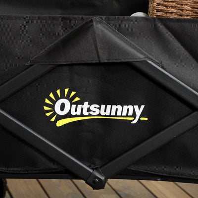 Outsunny Folding Steel Frame Garden Storage Cart, with Wheels and Handle - Black 