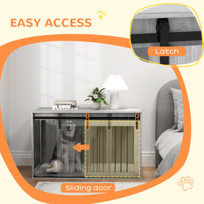 PawHut 118cm Dog Crate Furniture with Removable Cushion for Extra Large Dogs - Grey 