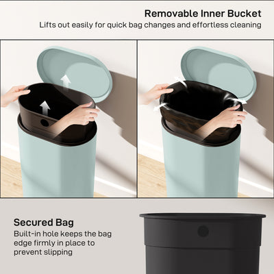 HOMCOM 30 L Modern Curved Kitchen Bin - Green 