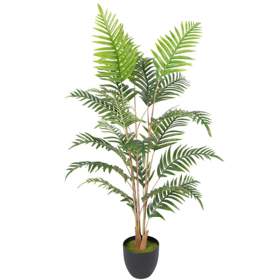 HOMCOM Artificial Fern Topiary Tree, Realistic Artificial Plant in Cement Pot, Fake Plant, 120cm