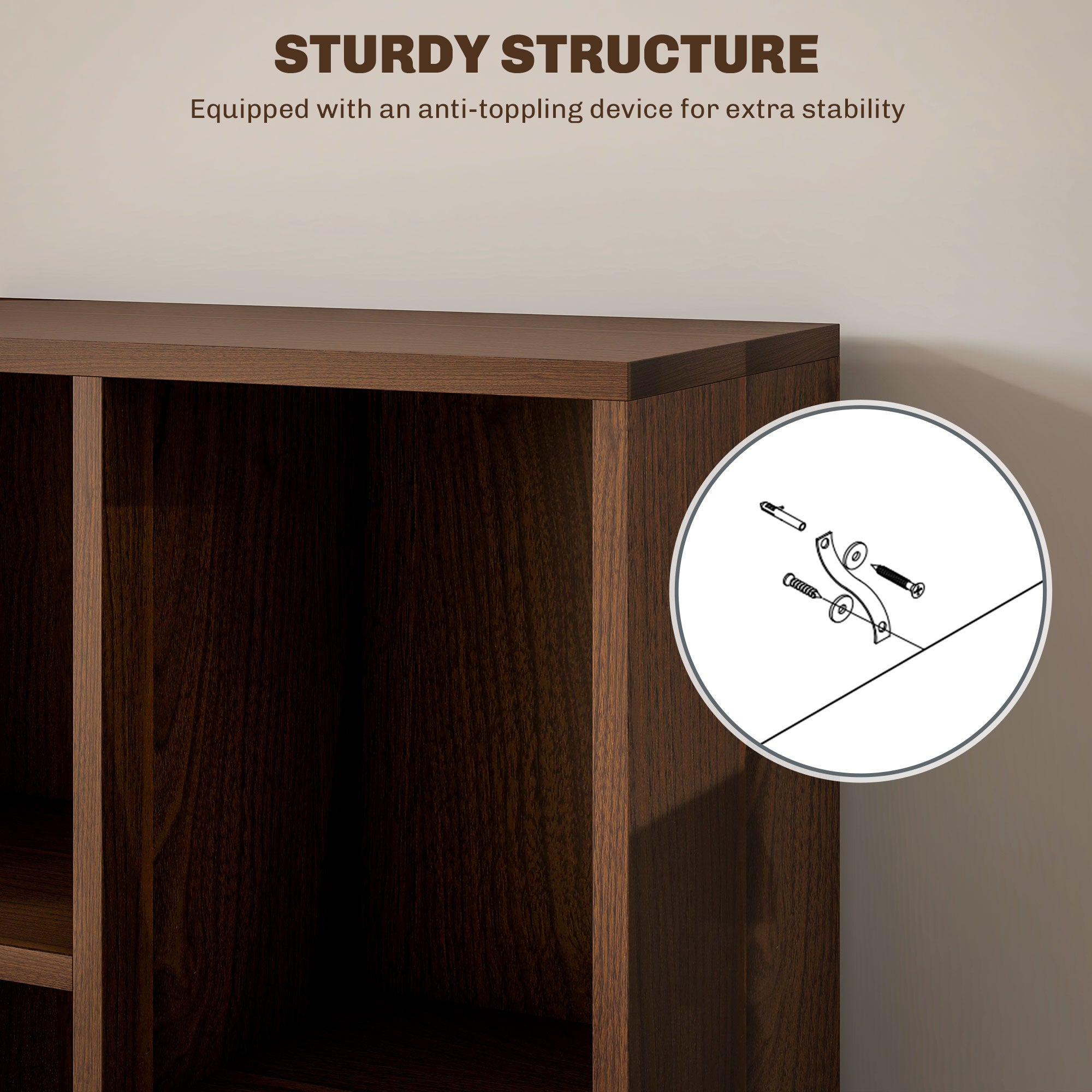 HOMCOM Seven-Cube Bookcase - Walnut Wood Effect 