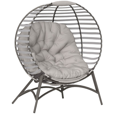 Outsunny Egg Chair with Cushion & Side Pocket - Light Grey 
